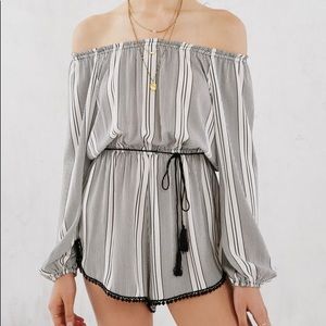 Off the Shoulder Striped Romper